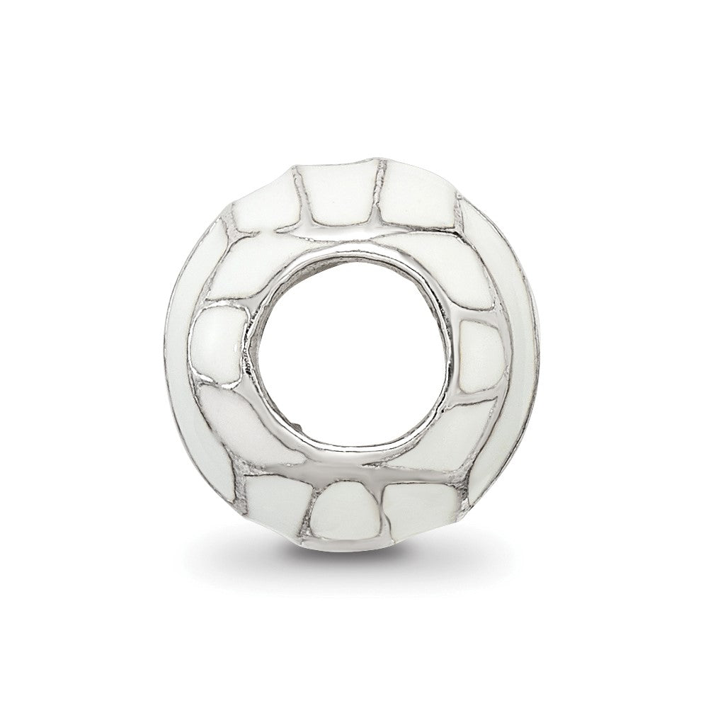 925 Sterling Silver Reflections Enameled Volleyball BeadEngravable Charm Pendant Jewelry Gifts (Length 0.35" Width 0.32")
