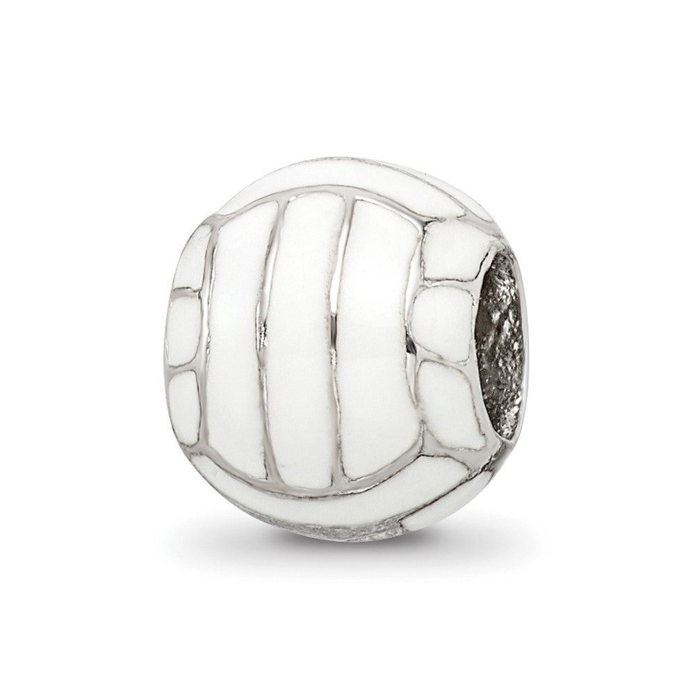 925 Sterling Silver Reflections Enameled Volleyball BeadEngravable Charm Pendant Jewelry Gifts (Length 0.35" Width 0.32")