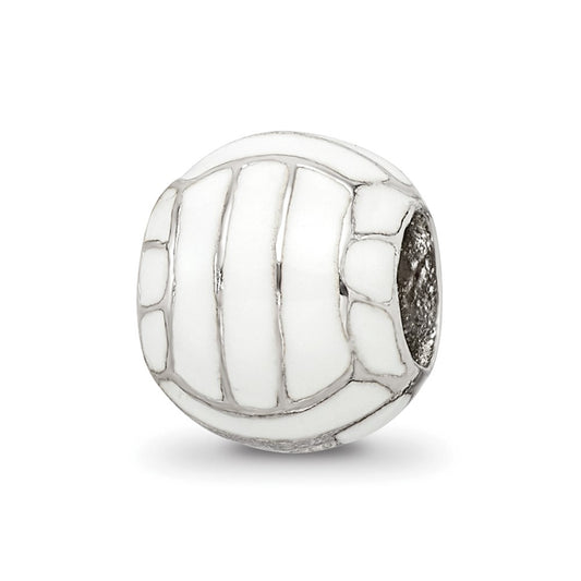 925 Sterling Silver Reflections Enameled Volleyball BeadEngravable Charm Pendant Jewelry Gifts (Length 0.35" Width 0.32")