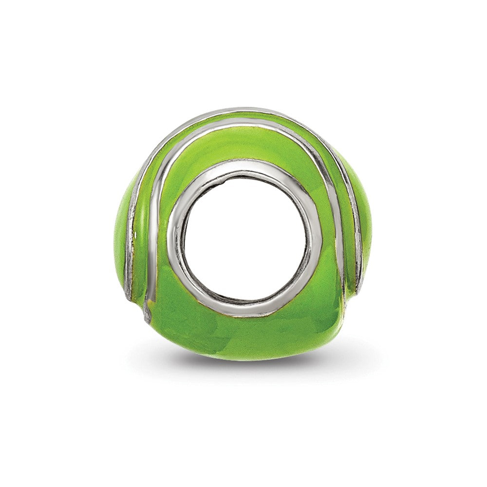 925 Sterling Silver Reflections Enameled Tennis Ball BeadEngravable Charm Pendant Jewelry Gifts (Length 0.35" Width 0.32")