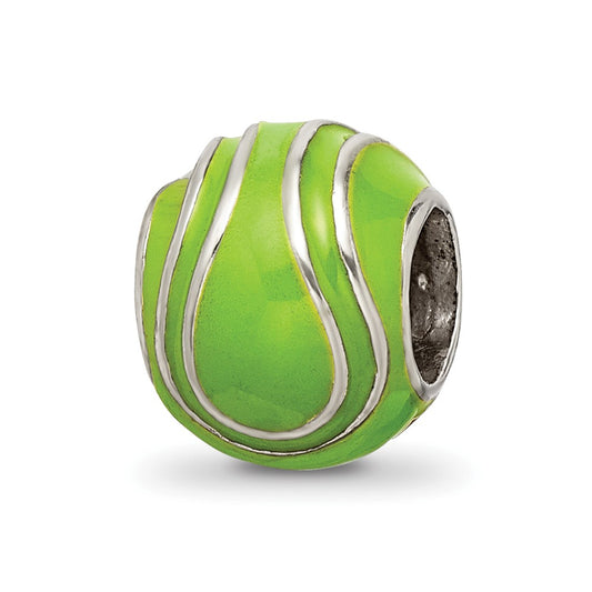 925 Sterling Silver Reflections Enameled Tennis Ball BeadEngravable Charm Pendant Jewelry Gifts (Length 0.35" Width 0.32")