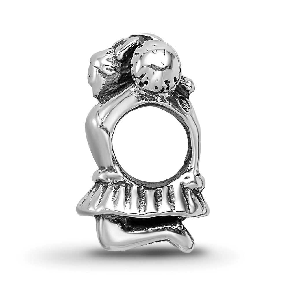 925 Sterling Silver Reflections Cheerleader BeadEngravable Charm Pendant Jewelry Gifts (Length 0.5" Width 0.35")