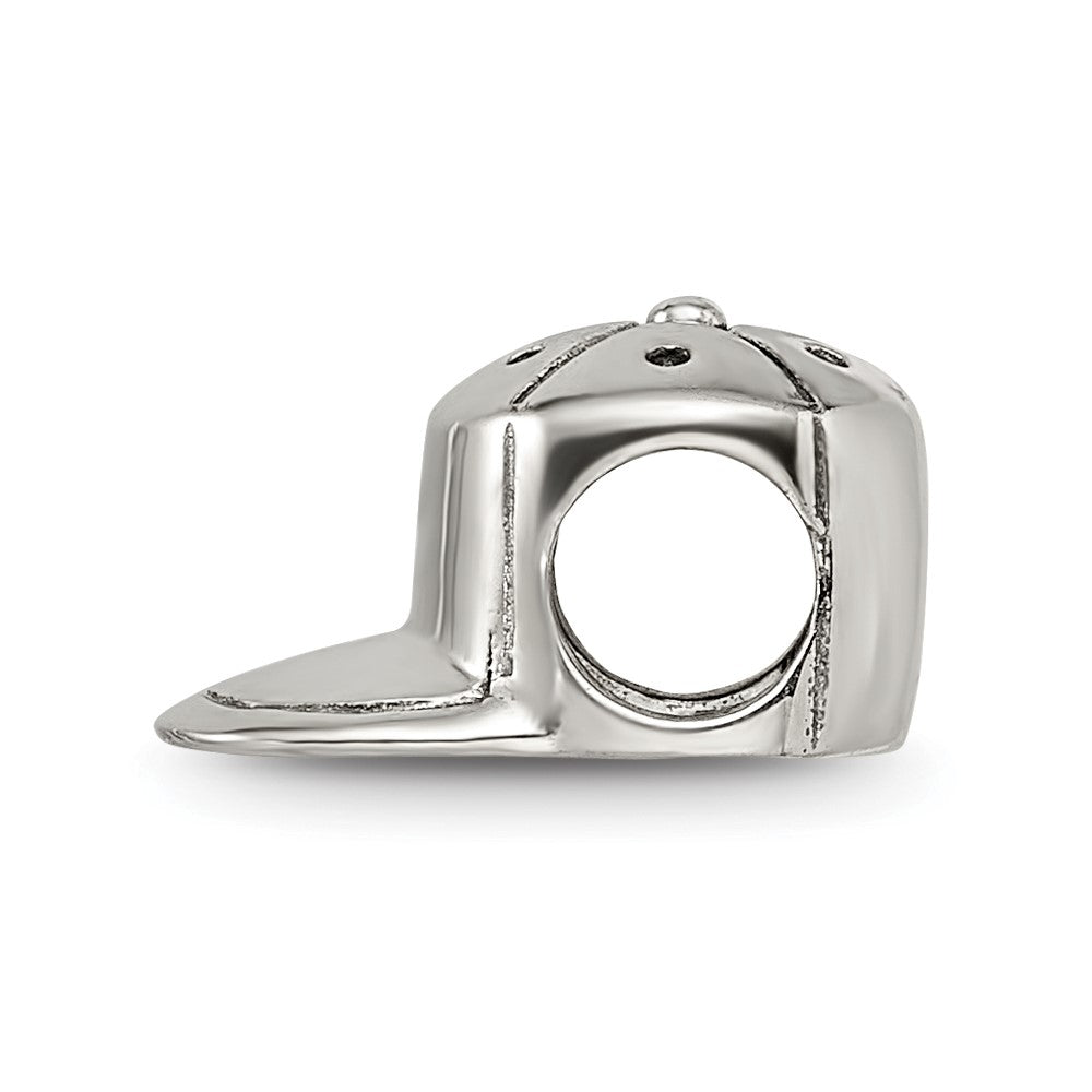 925 Sterling Silver Reflections Baseball Cap BeadEngravable Charm Pendant Jewelry Gifts (Length 0.53" Width 0.28")