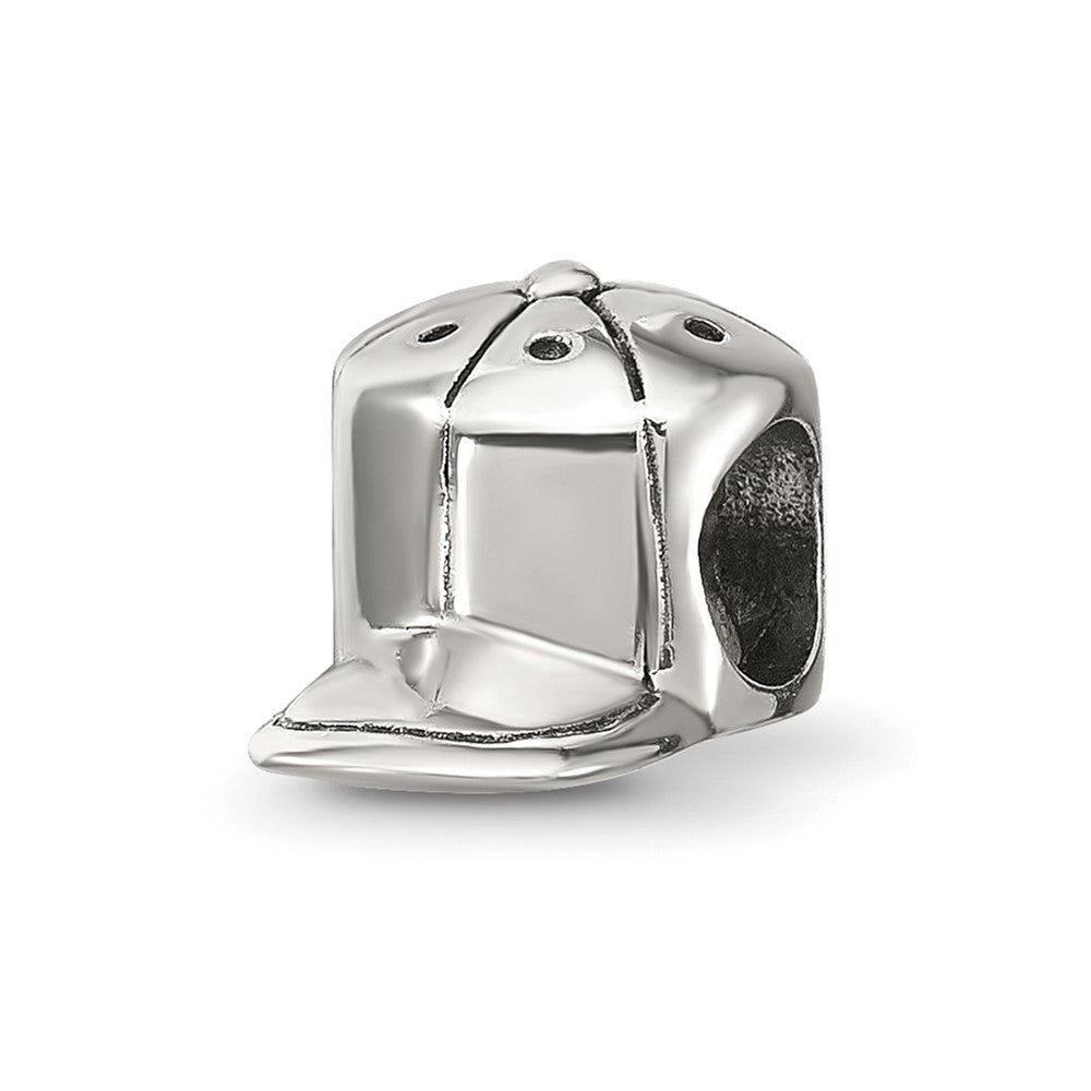 925 Sterling Silver Reflections Baseball Cap BeadEngravable Charm Pendant Jewelry Gifts (Length 0.53" Width 0.28")