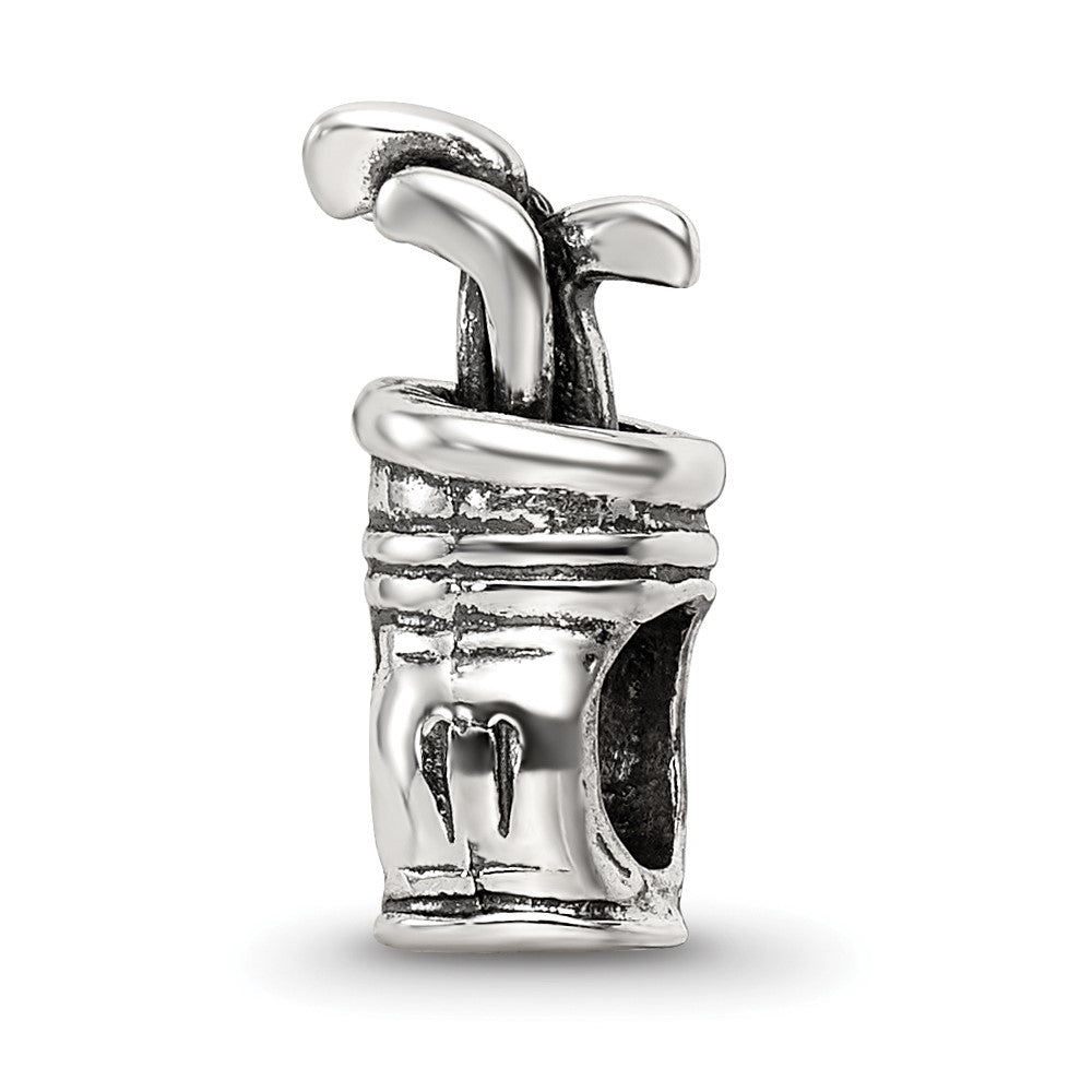 925 Sterling Silver Reflections Golf Bag BeadEngravable Charm Pendant Jewelry Gifts (Length 0.6" Width 0.25")