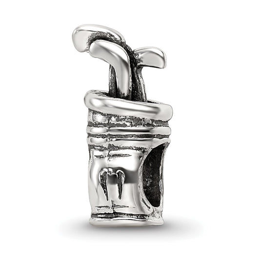 925 Sterling Silver Reflections Golf Bag BeadEngravable Charm Pendant Jewelry Gifts (Length 0.6" Width 0.25")