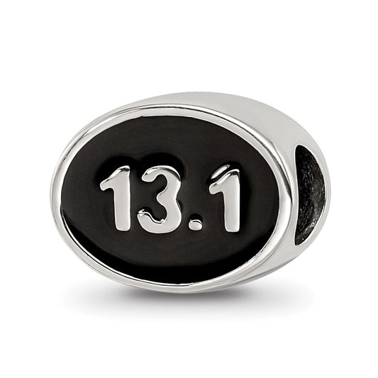 925 Sterling Silver Reflections Black Enameled Half Marathon BeadEngravable Charm Pendant Jewelry Gifts