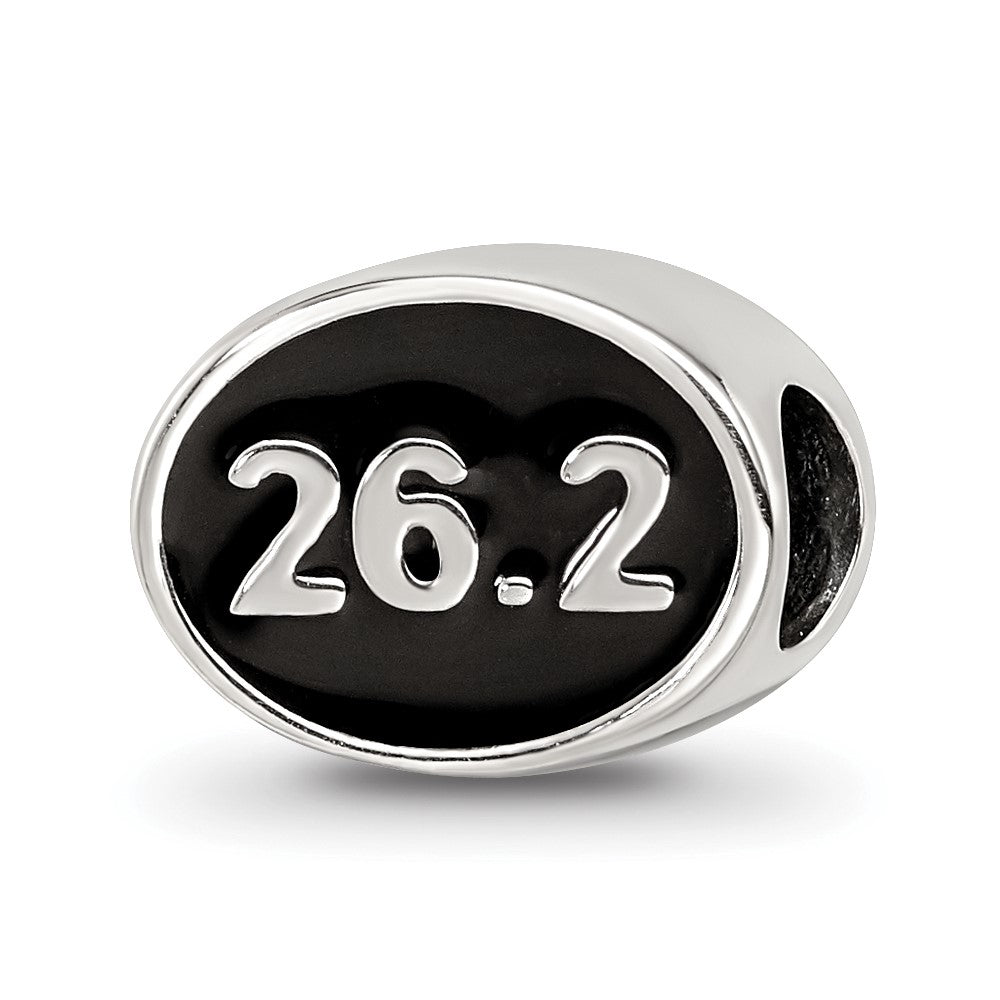 925 Sterling Silver Reflections Black Enameled Marathon BeadEngravable Charm Pendant Jewelry Gifts