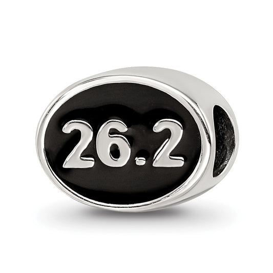 925 Sterling Silver Reflections Black Enameled Marathon BeadEngravable Charm Pendant Jewelry Gifts