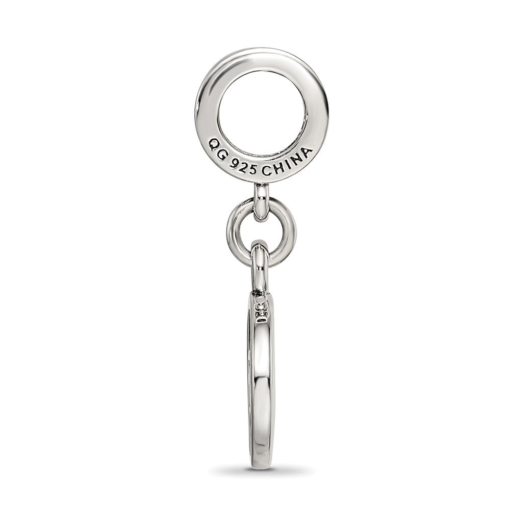 925 Sterling Silver Reflections Black Enameled Run DangleEngravable Charm Pendant Jewelry Gifts
