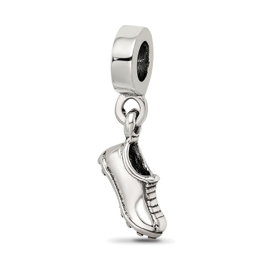 925 Sterling Silver Reflections Sports Shoe Dangle BeadEngravable Charm Pendant Jewelry Gifts (Length 0.85" Width 0.21")