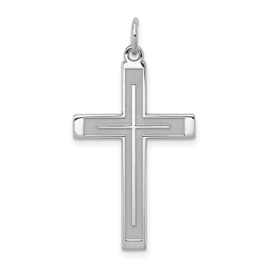 925 Sterling Silver Laser Designed Crucifix CrossEngravable Charm Pendant Jewelry Gifts (Length 1.29" Width 0.31")