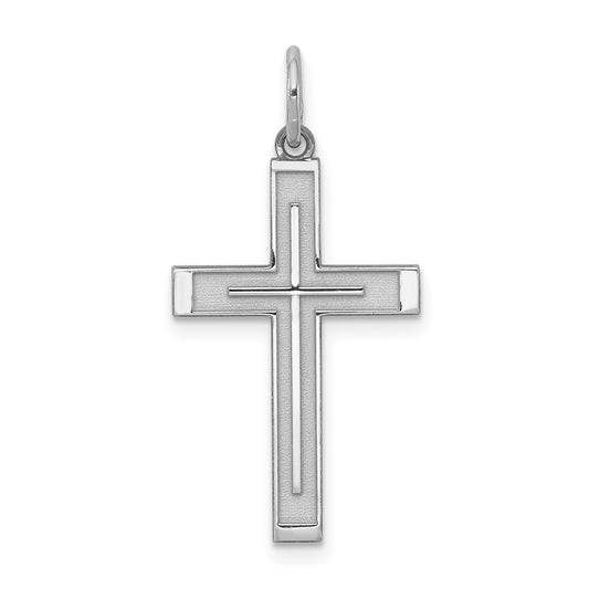 925 Sterling Silver Laser Designed Crucifix CrossEngravable Charm Pendant Jewelry Gifts (Length 1.05" Width 0.51")