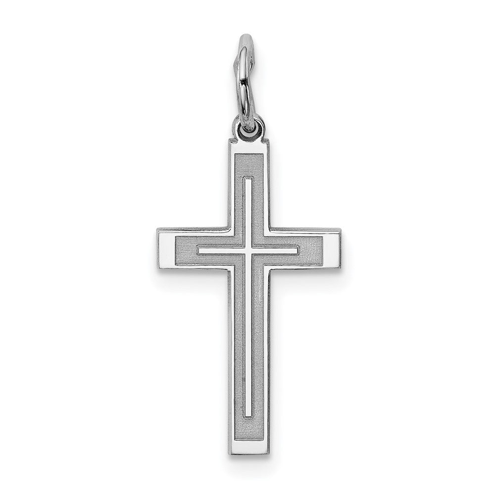 925 Sterling Silver Laser Designed Crucifix CrossEngravable Charm Pendant Jewelry Gifts (Length 0.86" Width 0.39")