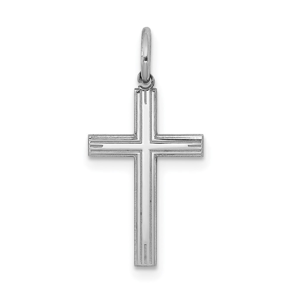 925 Sterling Silver Laser Designed Crucifix CrossEngravable Charm Pendant Jewelry Gifts (Length 0.82" Width 0.39")