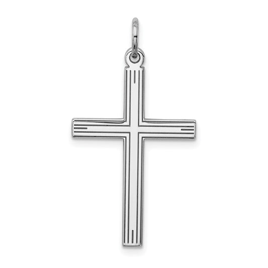 925 Sterling Silver Laser Designed Crucifix CrossEngravable Charm Pendant Jewelry Gifts (Length 1.17" Width 0.66")