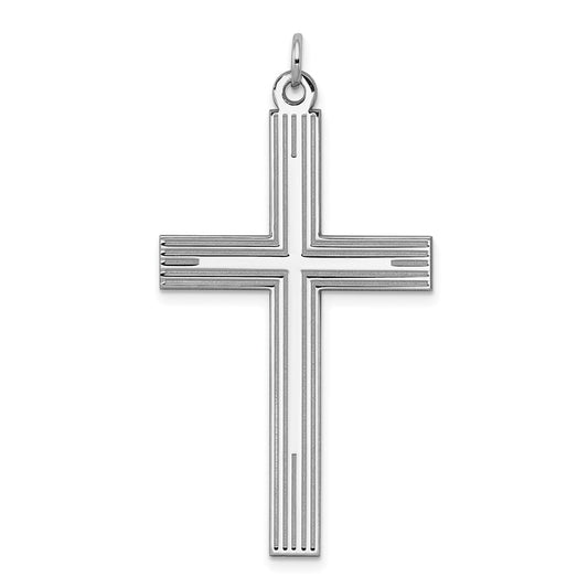 925 Sterling Silver Laser Designed Crucifix CrossEngravable Charm Pendant Jewelry Gifts (Length 1.72" Width 0.98")