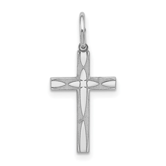 925 Sterling Silver Laser Designed Crucifix CrossEngravable Charm Pendant Jewelry Gifts (Length 0.86" Width 0.39")
