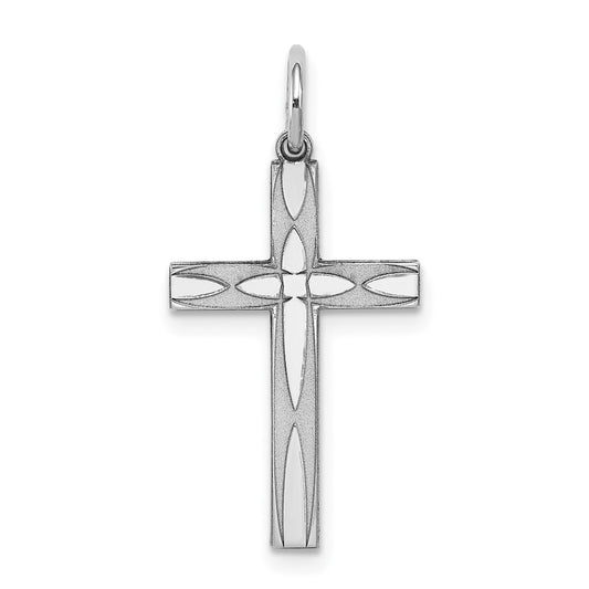925 Sterling Silver Laser Designed Crucifix CrossEngravable Charm Pendant Jewelry Gifts (Length 0.98" Width 0.47")