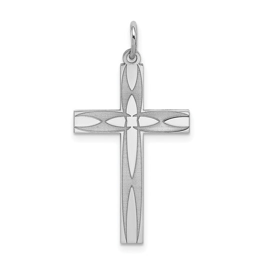 925 Sterling Silver Laser Designed Crucifix CrossEngravable Charm Pendant Jewelry Gifts (Length 1.21" Width 0.62")