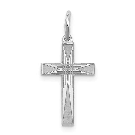925 Sterling Silver Laser Designed Crucifix CrossEngravable Charm Pendant Jewelry Gifts (Length 0.86" Width 0.39")