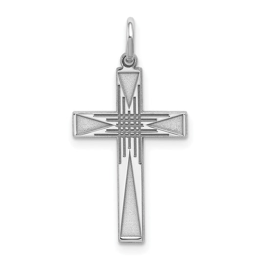 925 Sterling Silver Laser Designed Crucifix CrossEngravable Charm Pendant Jewelry Gifts (Length 0.98" Width 0.47")
