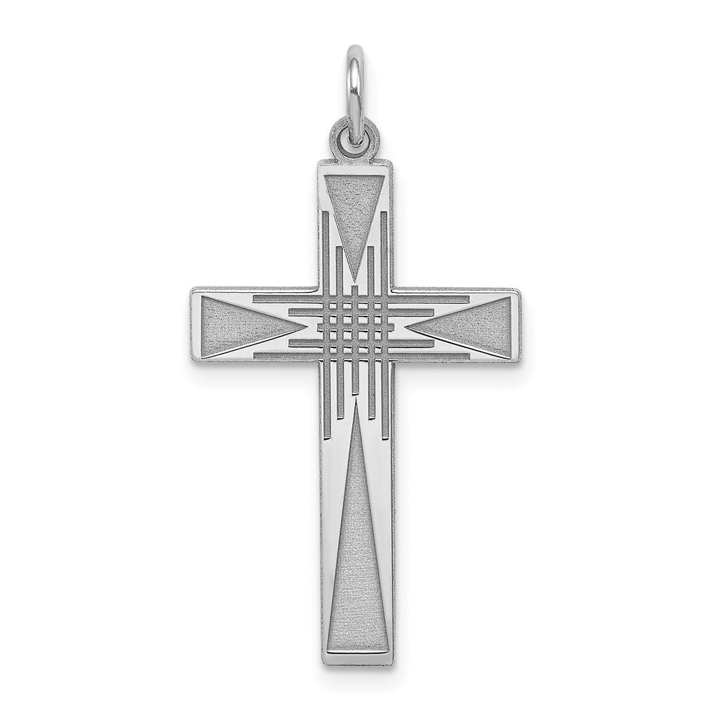 925 Sterling Silver Laser Designed Crucifix CrossEngravable Charm Pendant Jewelry Gifts (Length 1.21" Width 0.62")