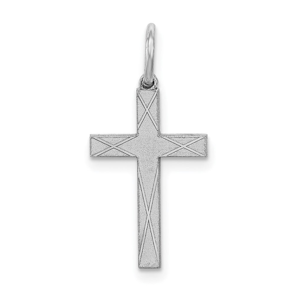 925 Sterling Silver Laser Designed Crucifix CrossEngravable Charm Pendant Jewelry Gifts (Length 0.86" Width 0.39")