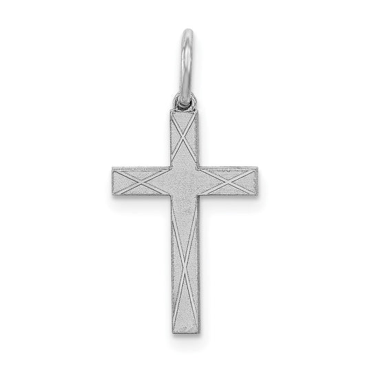 925 Sterling Silver Laser Designed Crucifix CrossEngravable Charm Pendant Jewelry Gifts (Length 0.86" Width 0.39")