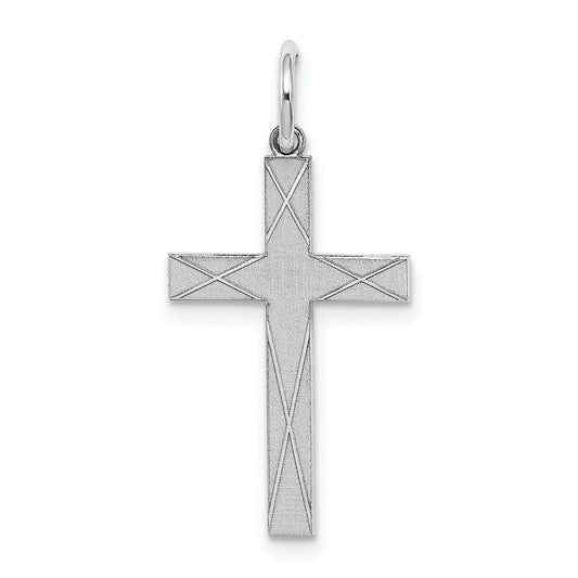 925 Sterling Silver Laser Designed Crucifix CrossEngravable Charm Pendant Jewelry Gifts (Length 0.98" Width 0.47")