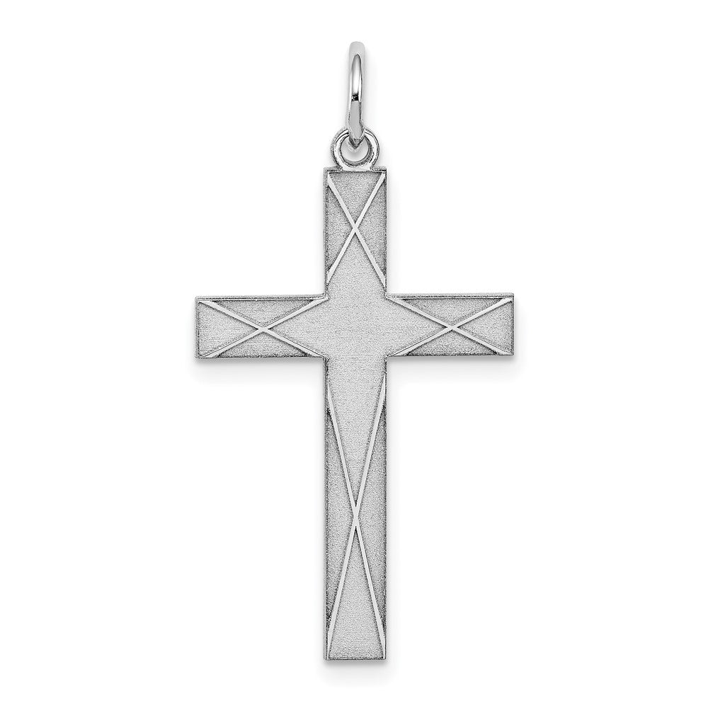 925 Sterling Silver Laser Designed Crucifix CrossEngravable Charm Pendant Jewelry Gifts (Length 1.21" Width 0.62")