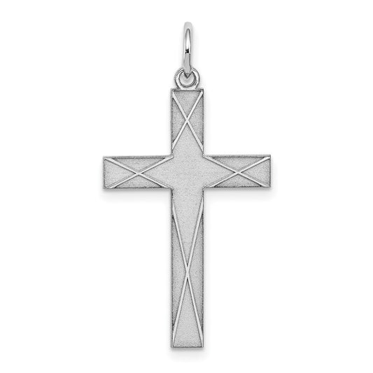 925 Sterling Silver Laser Designed Crucifix CrossEngravable Charm Pendant Jewelry Gifts (Length 1.21" Width 0.62")