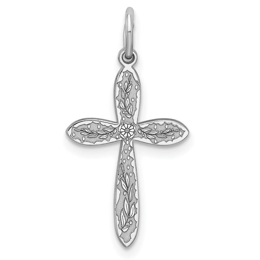 925 Sterling Silver Laser Designed Crucifix CrossEngravable Charm Pendant Jewelry Gifts (Length 0.98" Width 0.47")