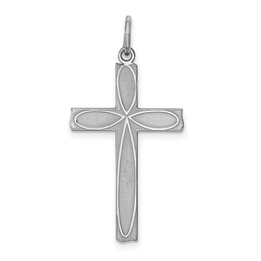925 Sterling Silver Laser Designed Crucifix CrossEngravable Charm Pendant Jewelry Gifts (Length 1.17" Width 0.59")