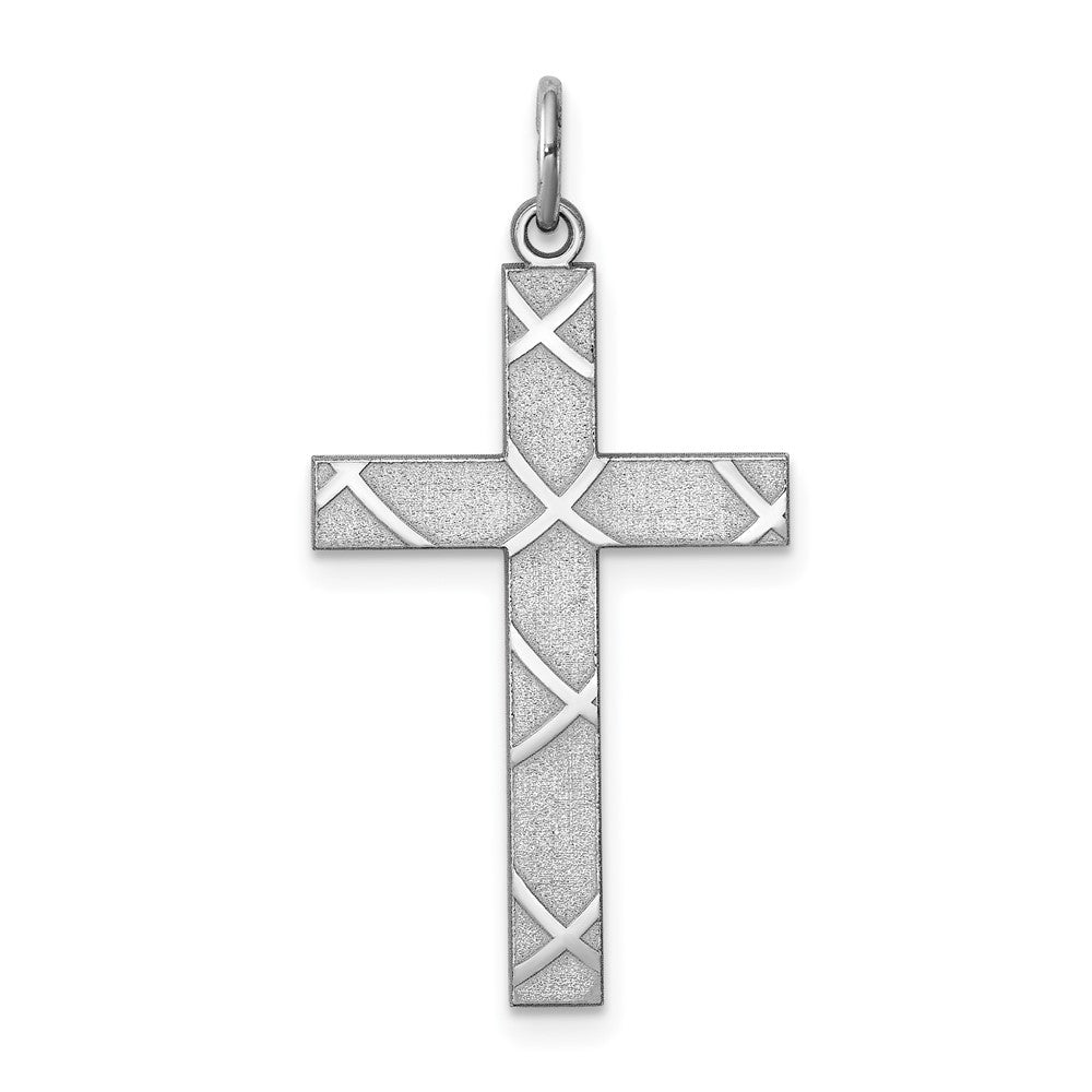 925 Sterling Silver Laser Designed Crucifix CrossEngravable Charm Pendant Jewelry Gifts (Length 1.17" Width 0.62")