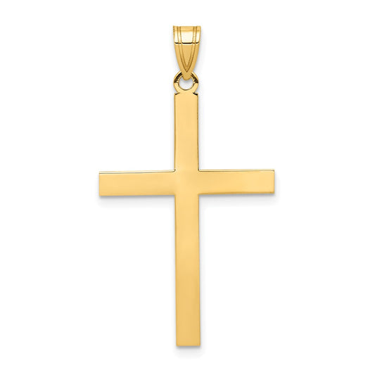 14k Yellow Gold Crucifix CrossEngravable Charm Pendant Jewelry Gifts (Length 1.4" Width 0.77")