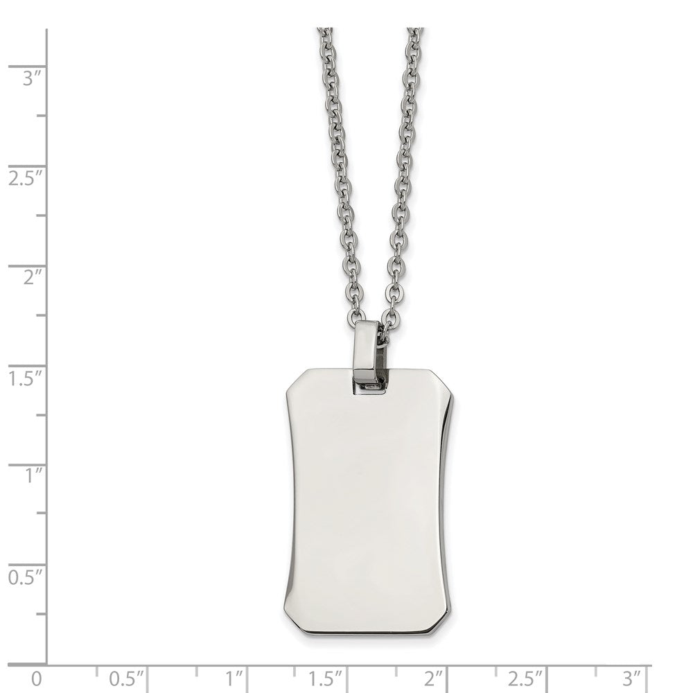 Stainless Steel Polished Dog Tag on a 22 inch Cable Chain NecklaceEngravable Charm Pendant Jewelry Gifts (Length 22" Width 0.85")