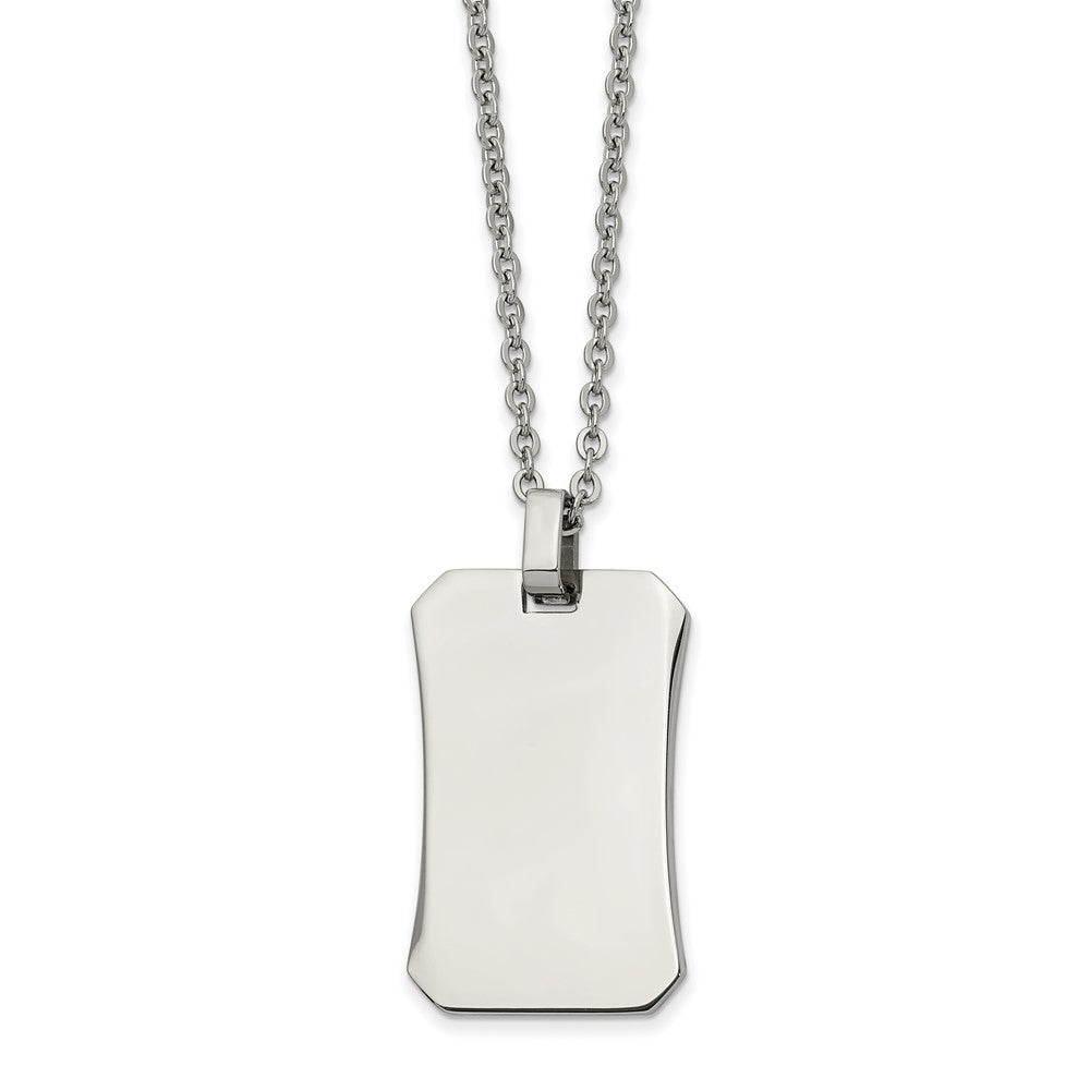 Stainless Steel Polished Dog Tag on a 22 inch Cable Chain NecklaceEngravable Charm Pendant Jewelry Gifts (Length 22" Width 0.85")