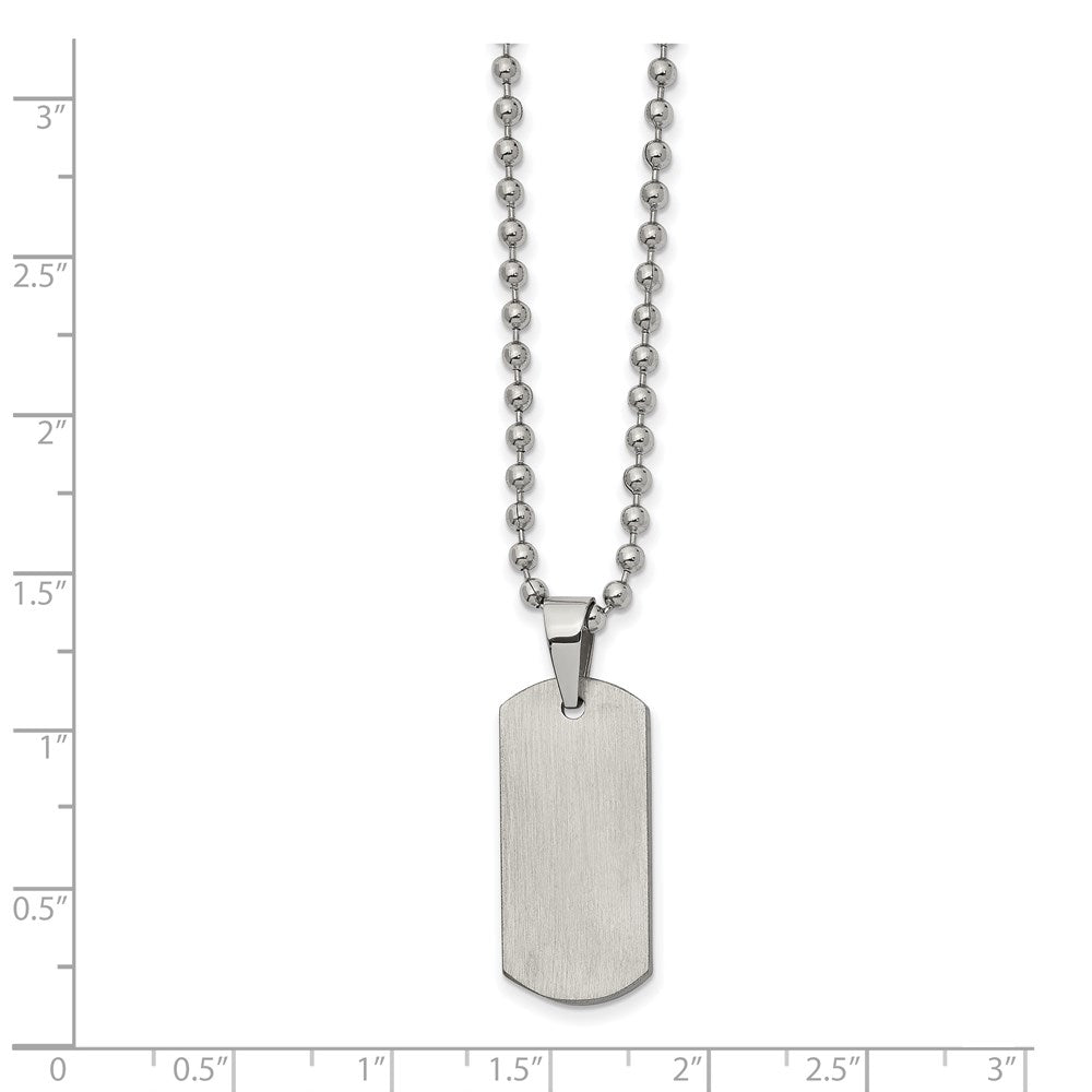 Stainless Steel Brushed Dog Tag on a 22 inch Ball Chain NecklaceEngravable Charm Pendant Jewelry Gifts (Length 22" Width 0.47")