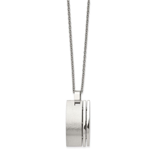Stainless Steel Brushed on a 22 inch Cable Chain Necklace Engravable Charm Pendant Jewelry Gifts (Length 22" Width 0.66")