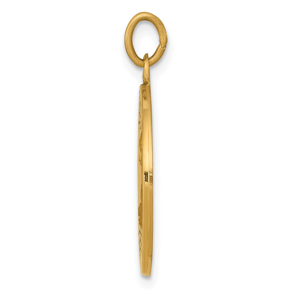 14k Yellow Gold Saint Theresa Medal Engravable Charm Pendant Jewelry Gifts (Length 1.01" Width 0.74")