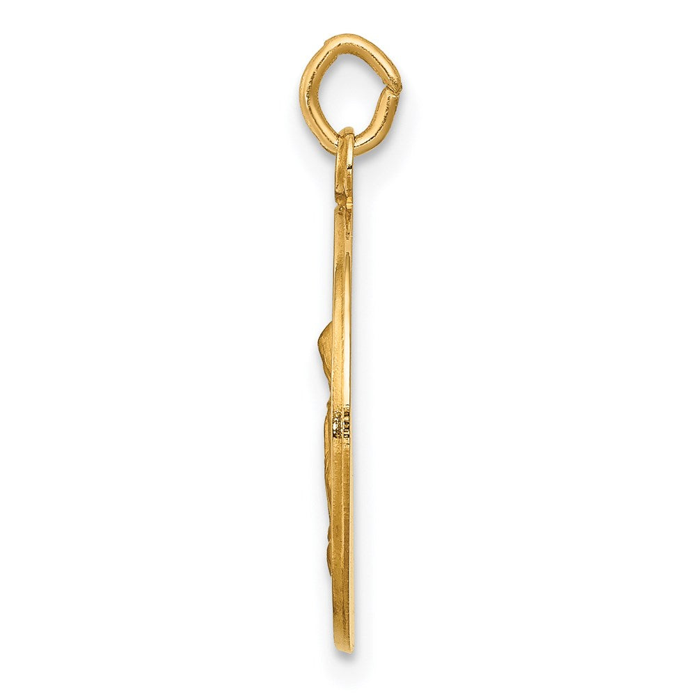 14k Yellow Gold Saint Anne Medal Engravable Charm Pendant Jewelry Gifts (Length 0.82" Width 0.6")