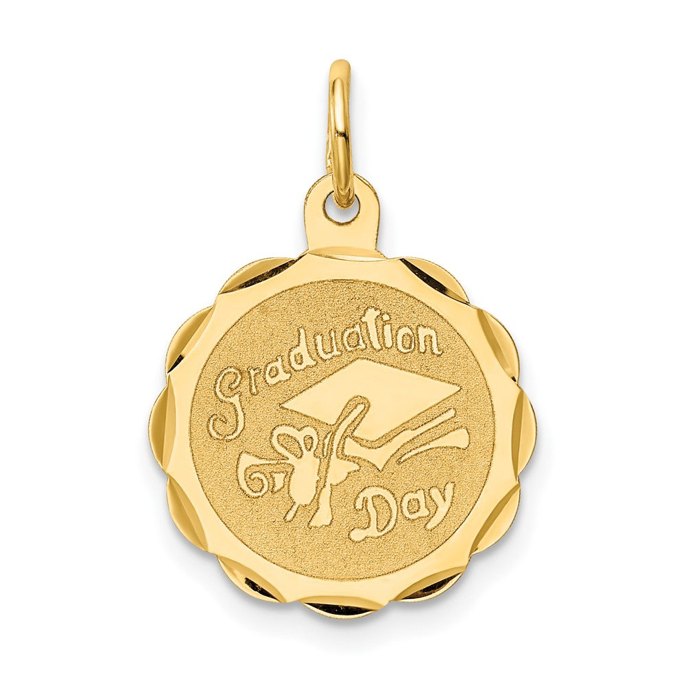 14k Yellow Gold GRADUATION DAY Engravable Charm Pendant Jewelry Gifts (Length 0.86" Width 0.62")