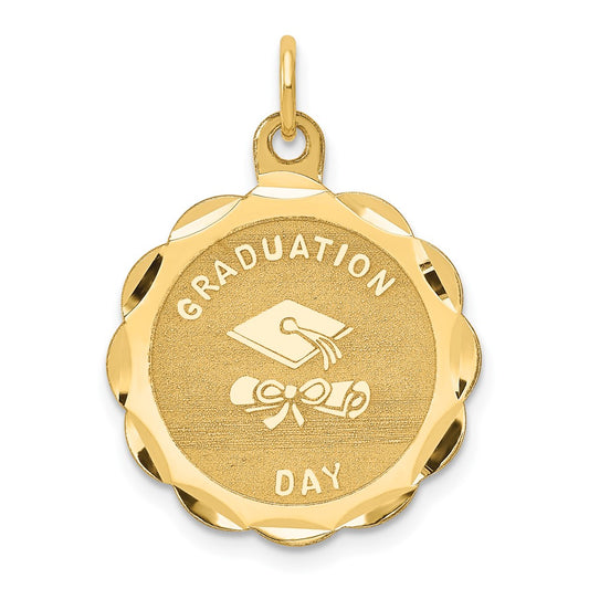 14k Yellow Gold GRADUATION DAY Engravable Charm Pendant Jewelry Gifts (Length 1.01" Width 0.78")