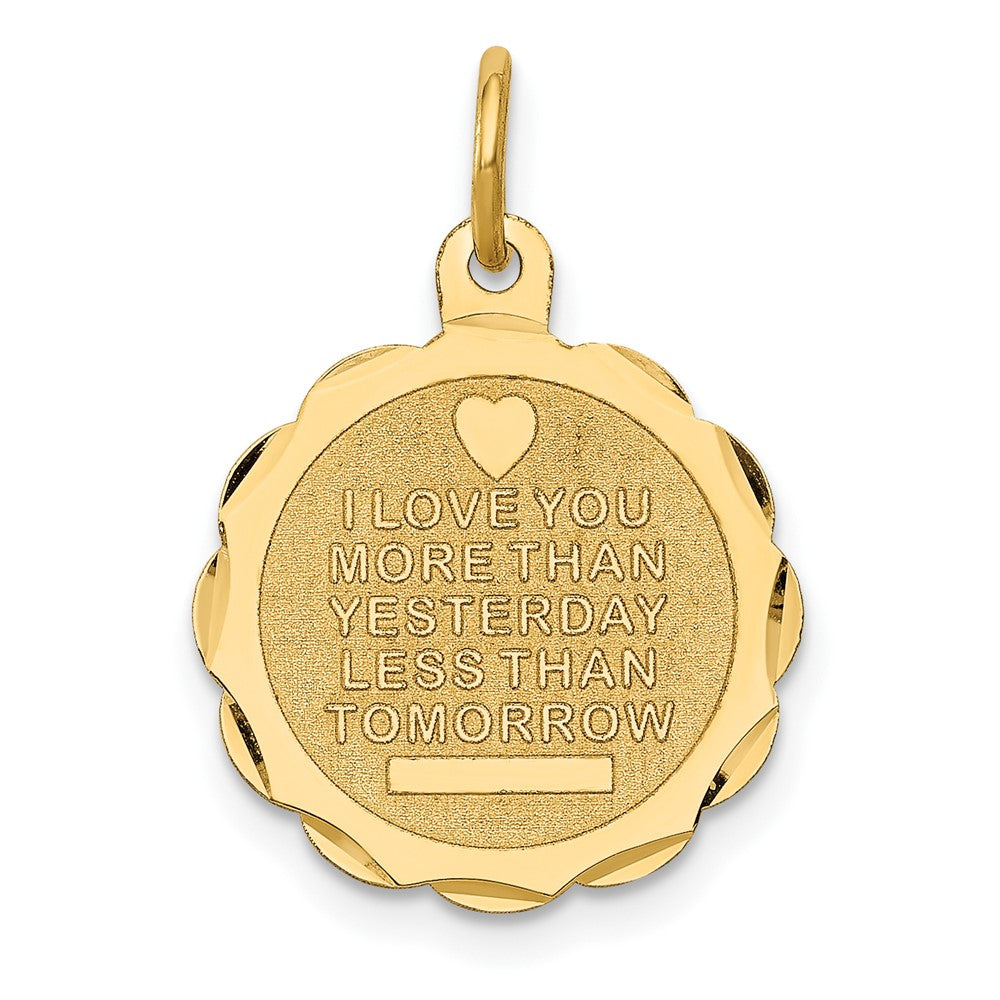 14k Yellow Gold Love SentinmentEngravable Charm Pendant Jewelry Gifts (Length 0.9" Width 0.59")