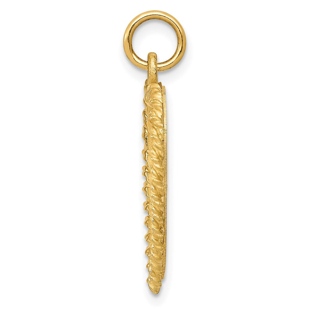 14k Yellow Gold 50th ANNIVERSARYEngravable Charm Pendant Jewelry Gifts (Length 1.13" Width 0.74")