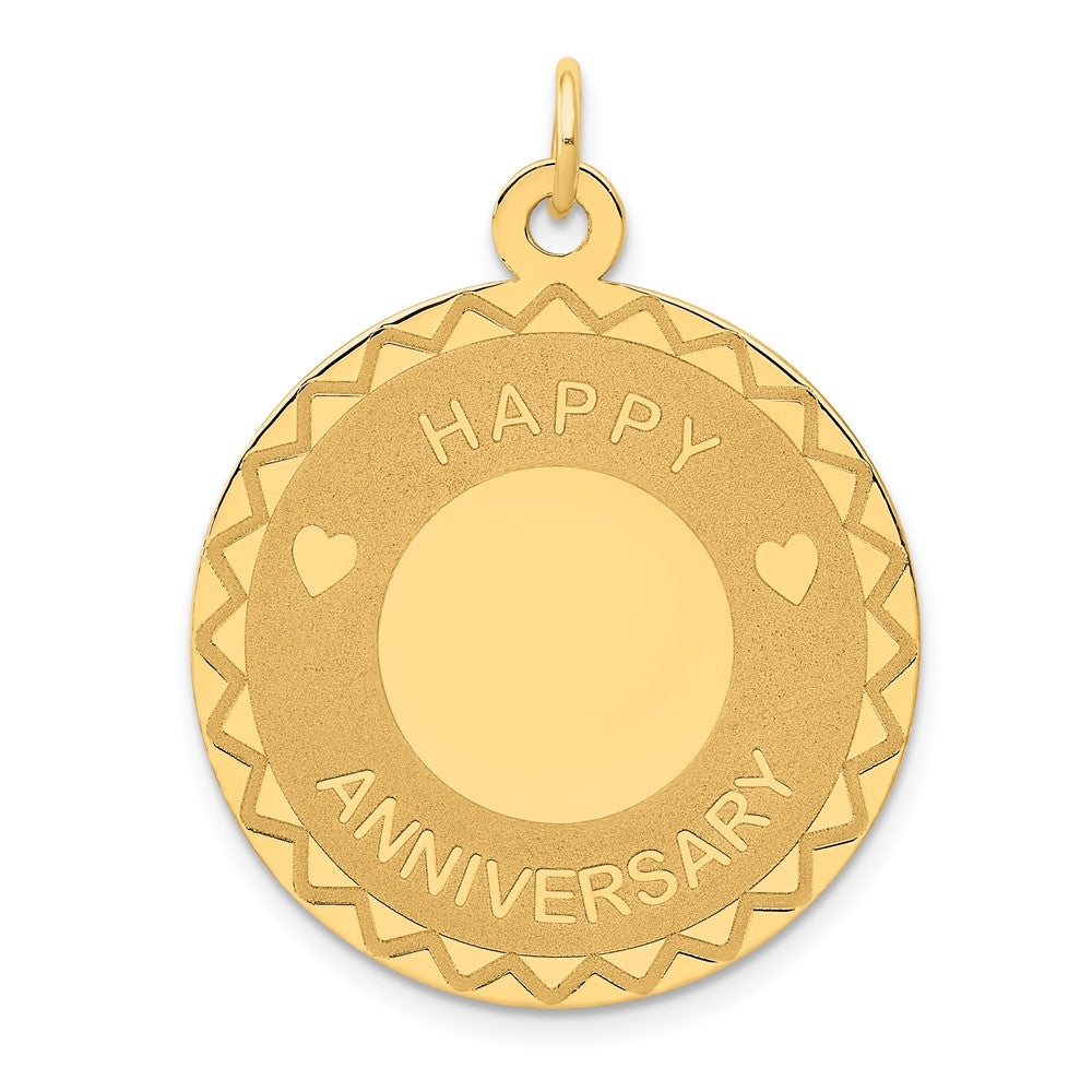 14k Yellow Gold HAPPY ANNIVERSARYEngravable Charm Pendant Jewelry Gifts (Length 1.29" Width 0.98")