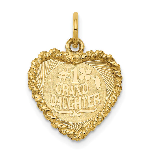 14k Yellow Gold #1 GRANDDAUGHTER Disc Engravable Charm Pendant Jewelry Gifts (Length 0.86" Width 0.59")