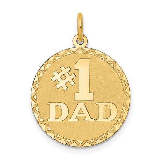 14k Yellow Gold #1 DAD Engravable Charm Pendant Jewelry Gifts (Length 0.98" Width 0.74")