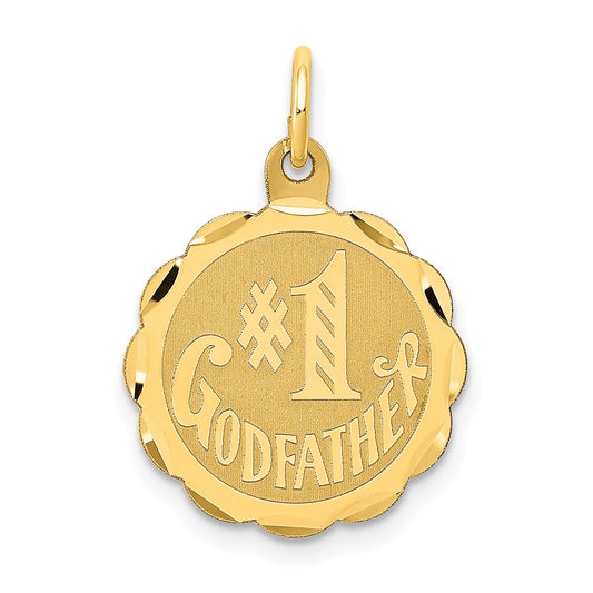 14k Yellow Gold #1 GODFATHER Engravable Charm Pendant Jewelry Gifts (Length 0.74" Width 0.74")